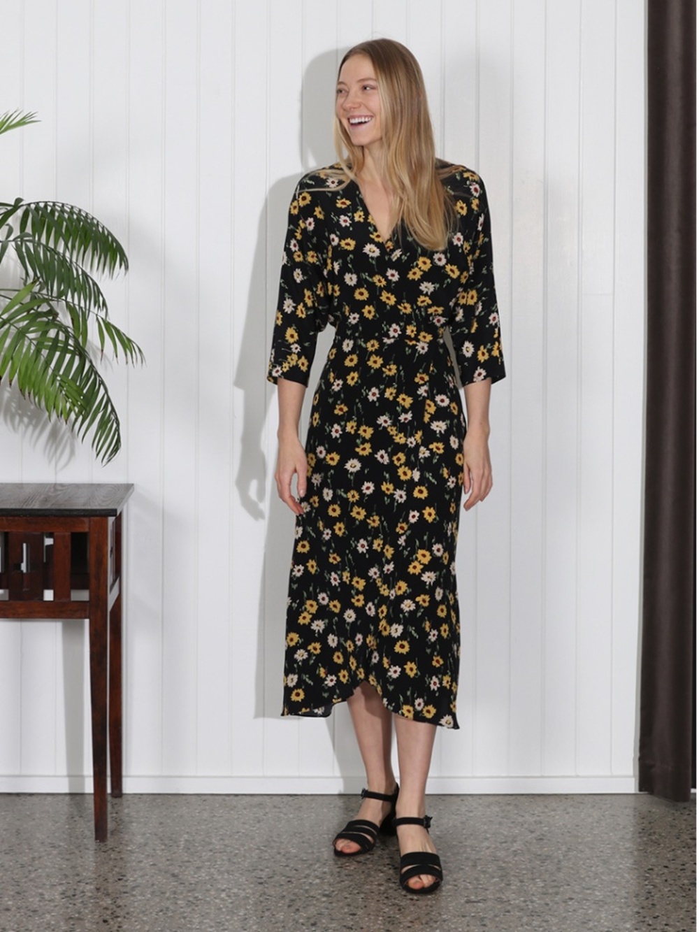 Store No. 6 Viola silk floral wrap dress black no.6 maryam nassir zadeh XS S